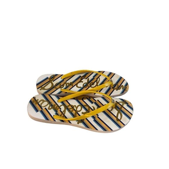 Sam Edelman flip flops size 10 sandals yellow stripes - Picture 1 of 5